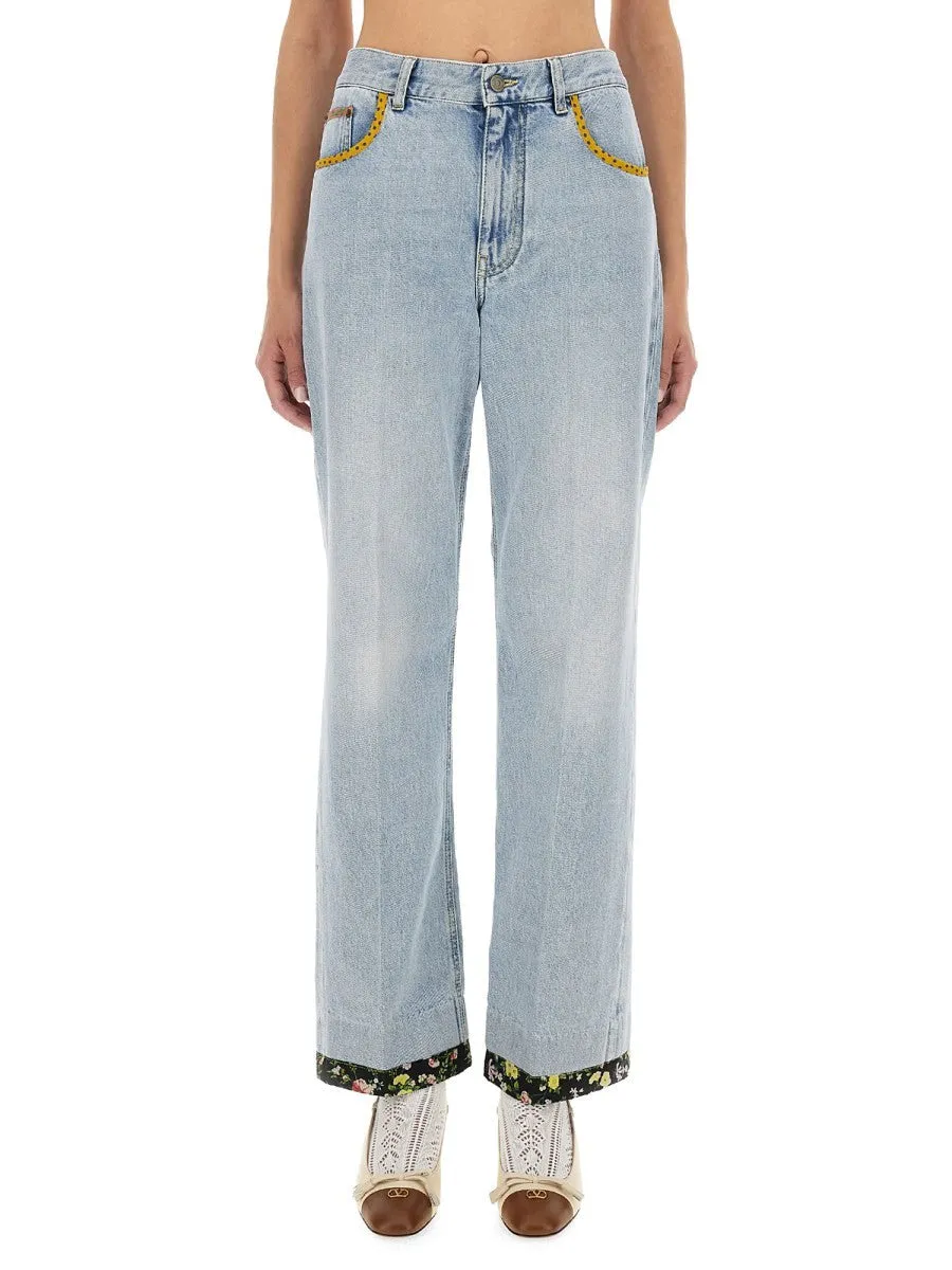 Valentino EMBROIDERED DENIM PANTS sold by Siebentaschen
