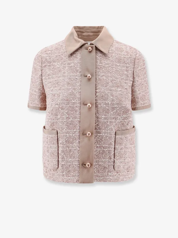 Dior Macrocannage short sleeve cotton blend tweed blazer sold by Siebentaschen