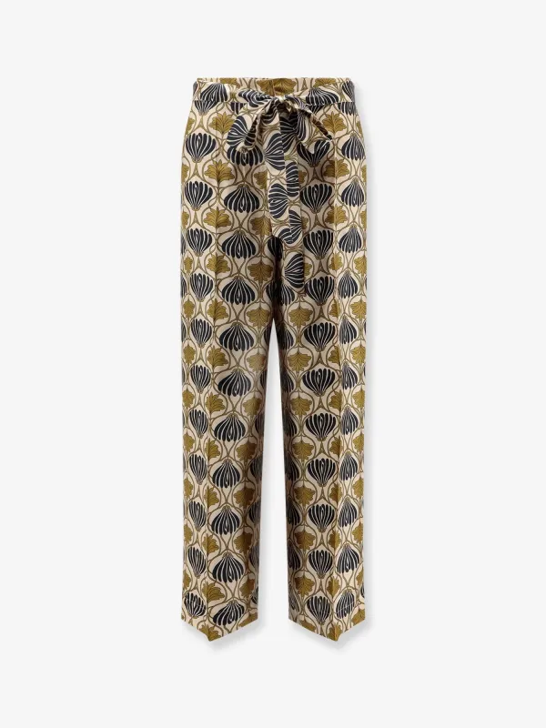 Max Mara Timec multicolor silk trousers sold by Siebentaschen