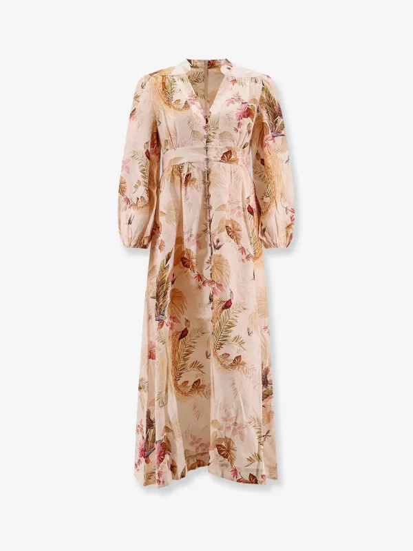 ZIMMERMANN Ascension Plunge linen Midi Dress sold by Siebentaschen