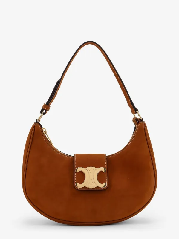 Celine Ava Medium Triomphe suede shoulder bag sold by Siebentaschen