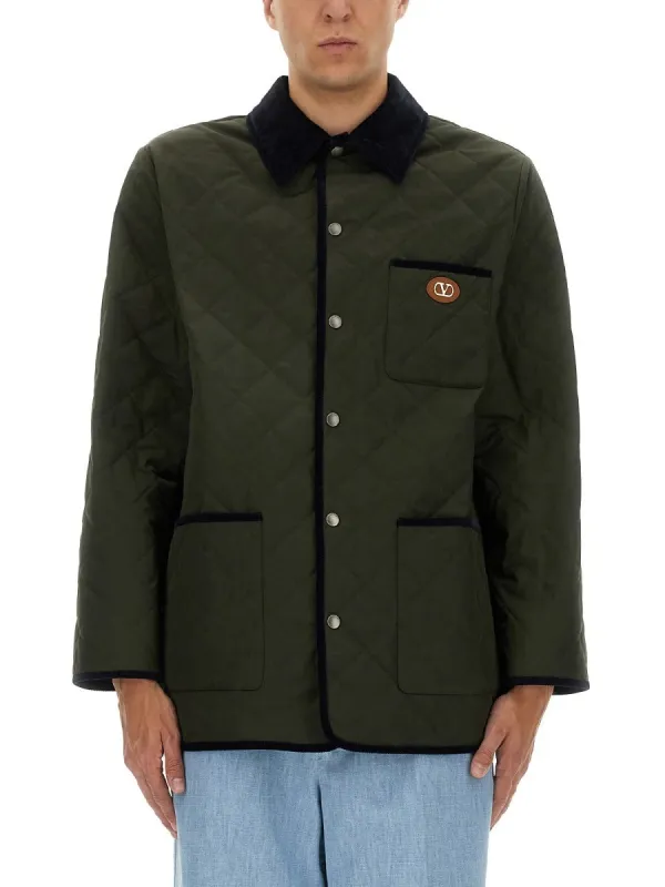 Valentino QUILTED SHIRT JACKET WITH "VLOGO" PATCH made by Valentino