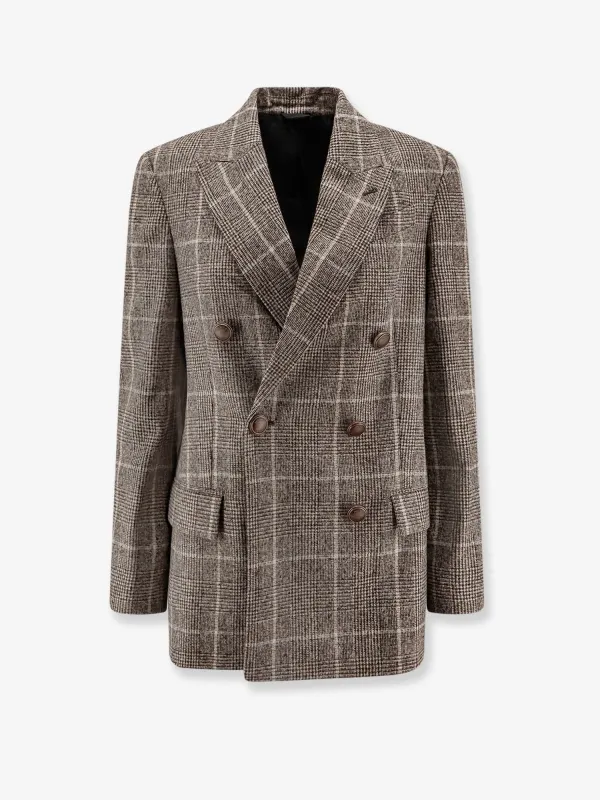 Brunello Cucinelli Double-breasted prince of Wales blazer sold by Siebentaschen