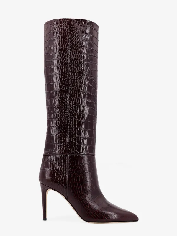 PARIS TEXAS Stiletto Embossed Croco leather boots sold by Siebentaschen