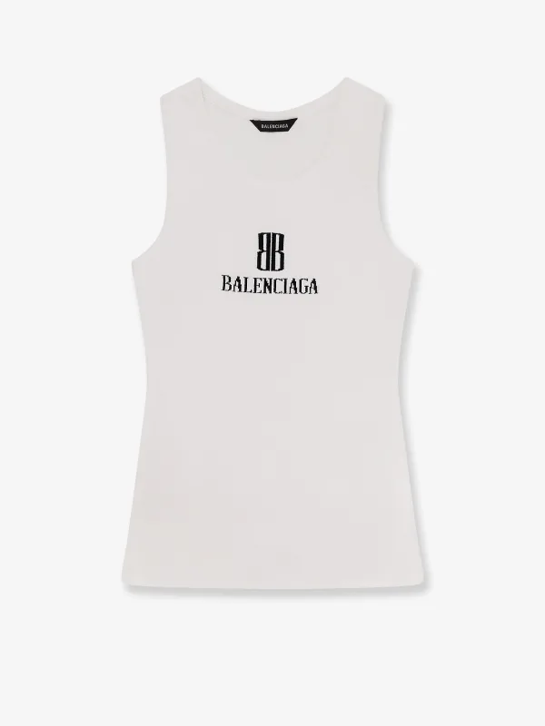 Balenciaga Ribbed viscose blend tank top sold by Siebentaschen