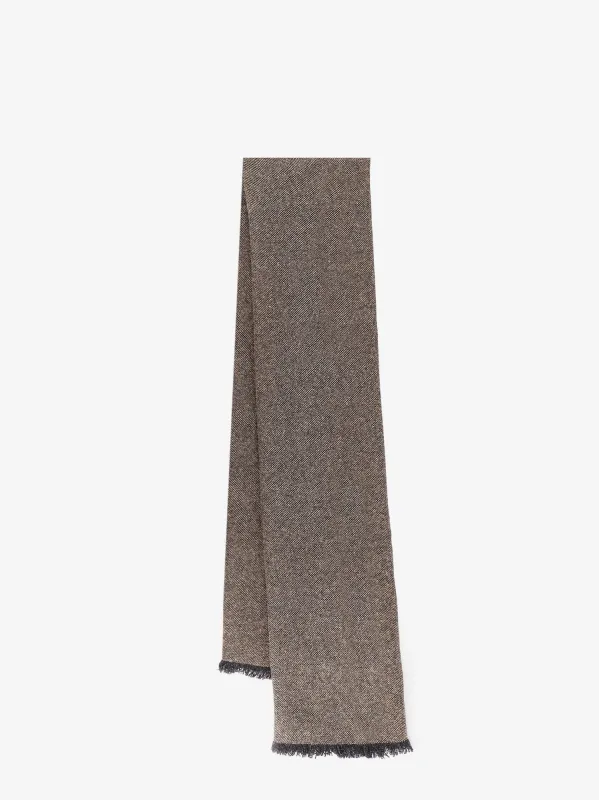 Brunello Cucinelli Cashmere blend scarf with lurex profiles sold by Siebentaschen