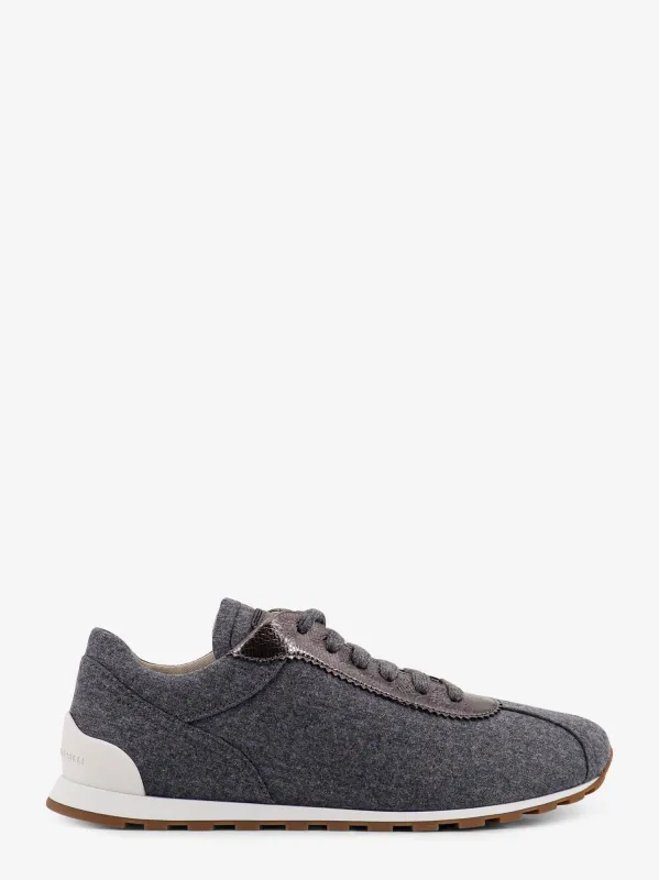 Brunello Cucinelli Low-top wool flannel sneakers with leather profiles sold by Siebentaschen