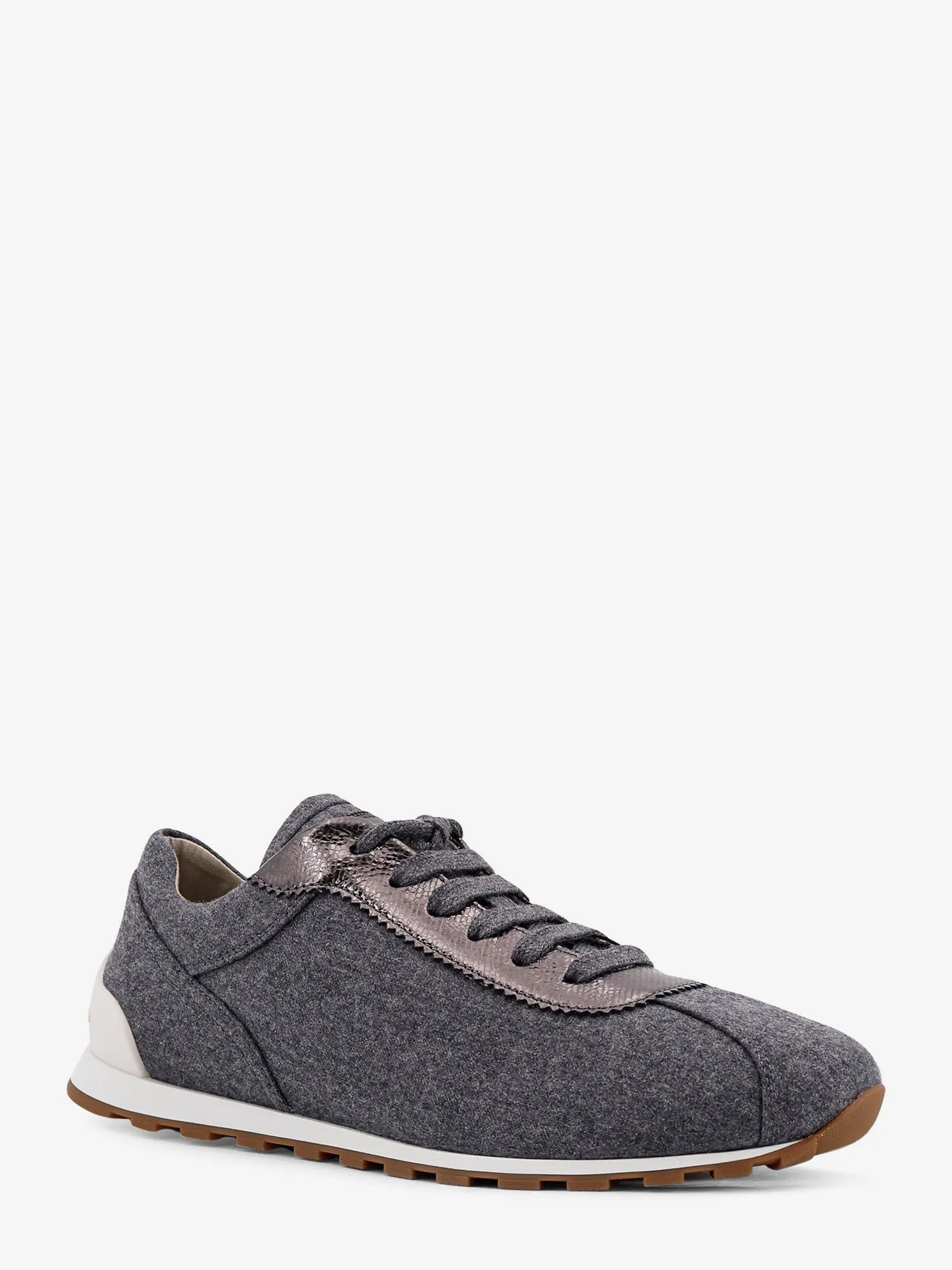 Brunello Cucinelli Low-top wool flannel sneakers with leather profiles sold by Siebentaschen product image thumbnail 2