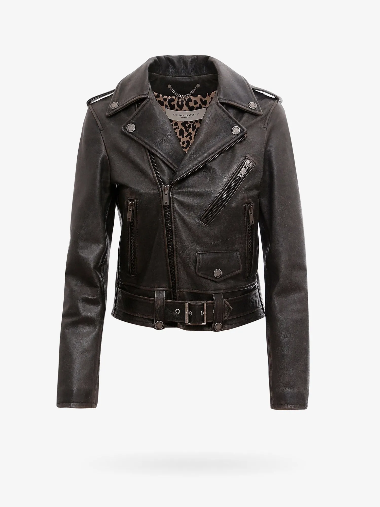 Golden Goose Deluxe Brand Slim fit Destiny lived-in effect leather biker sold by Siebentaschen