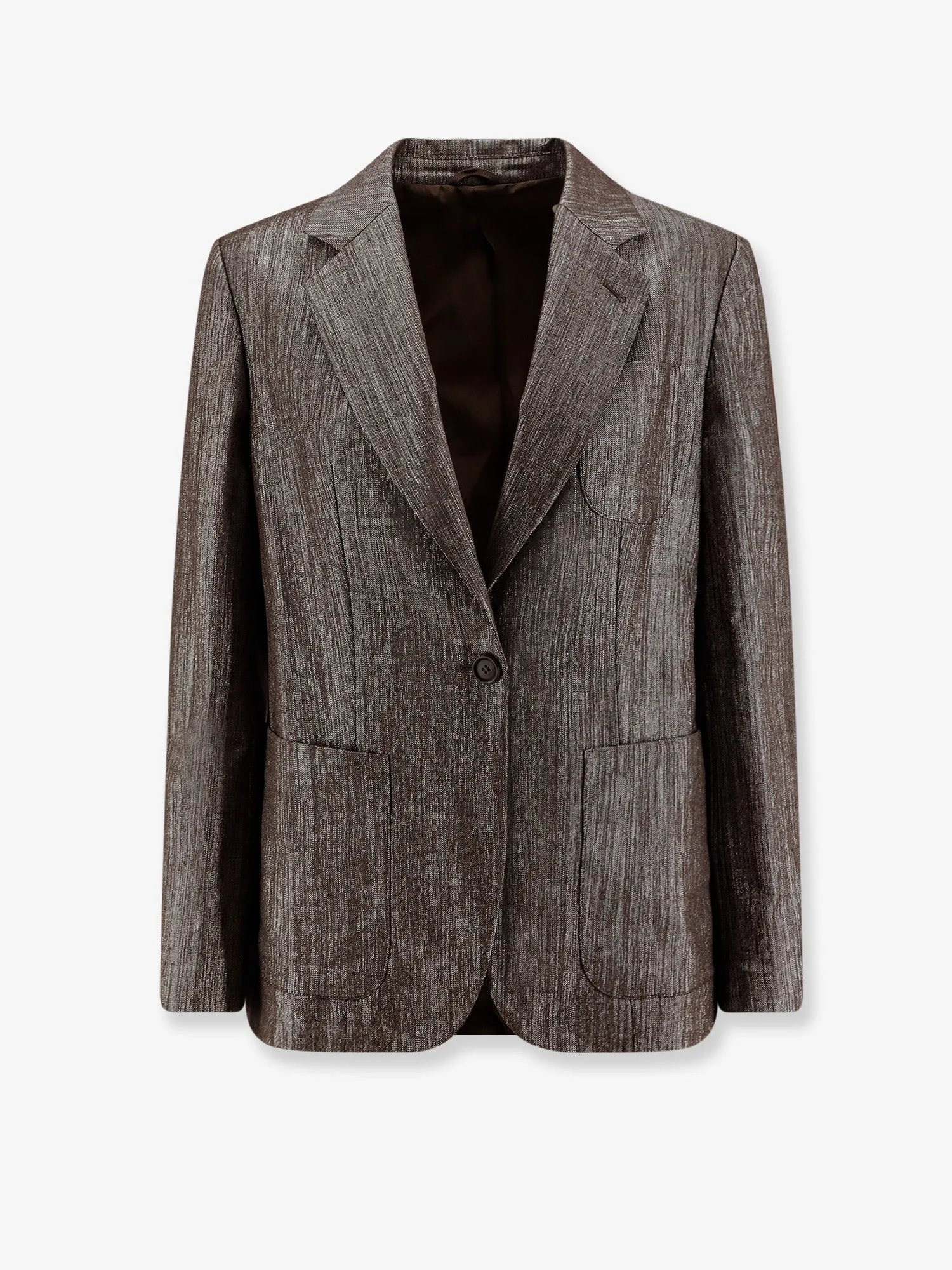 Brunello Cucinelli Single-breasted lurex fabric blazer sold by Siebentaschen