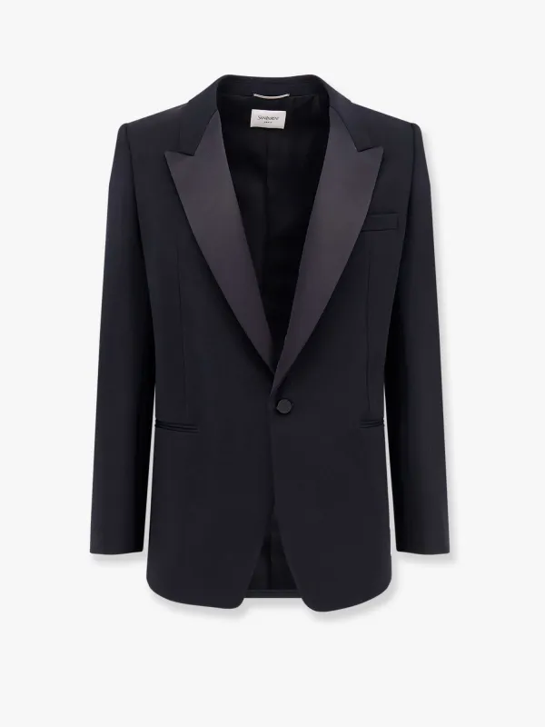 Saint Laurent Certified wool blazer with satin lapel sold by Siebentaschen