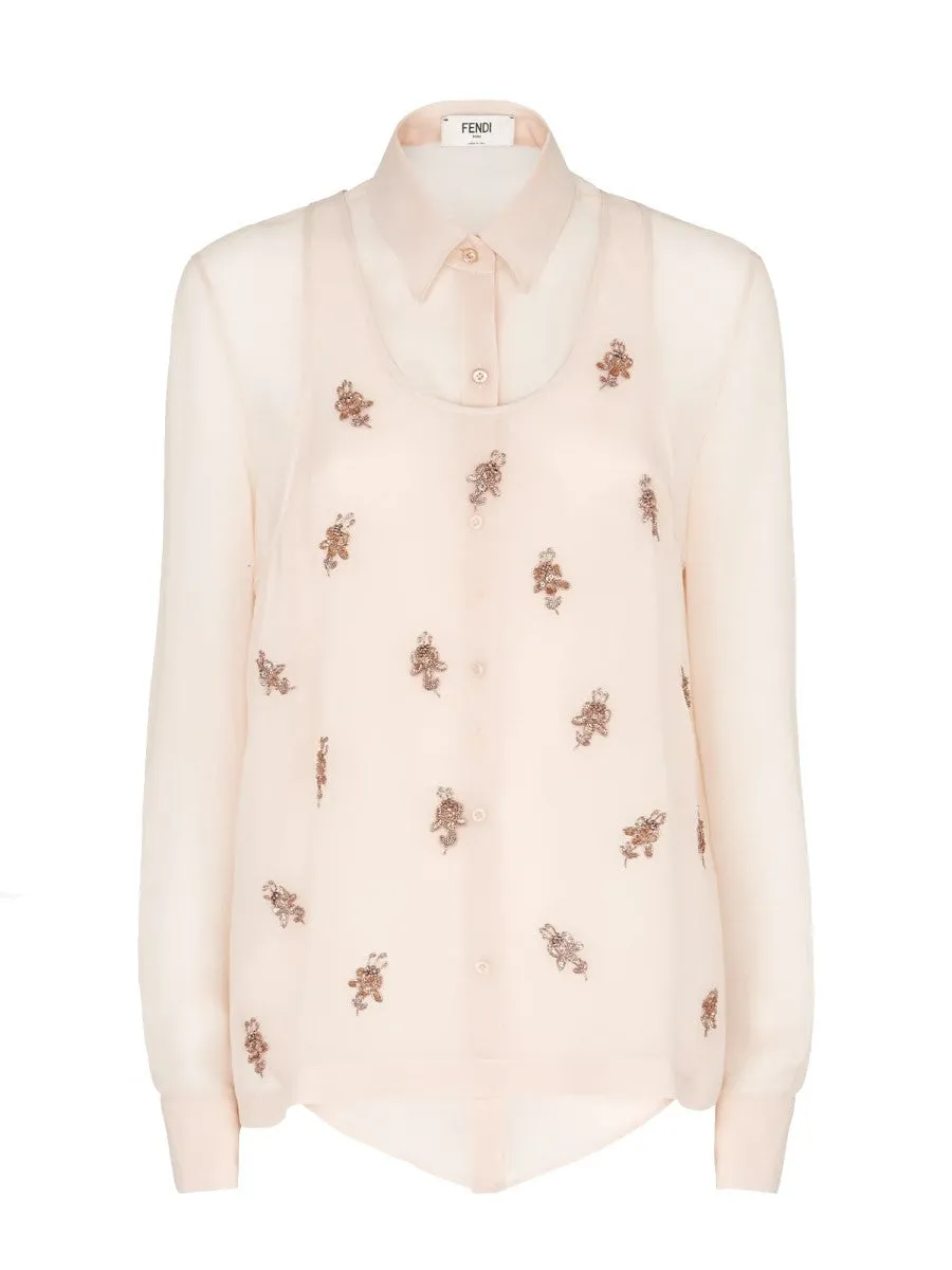 Fendi EMBROIDERED GEORGETTE TOP sold by Siebentaschen
