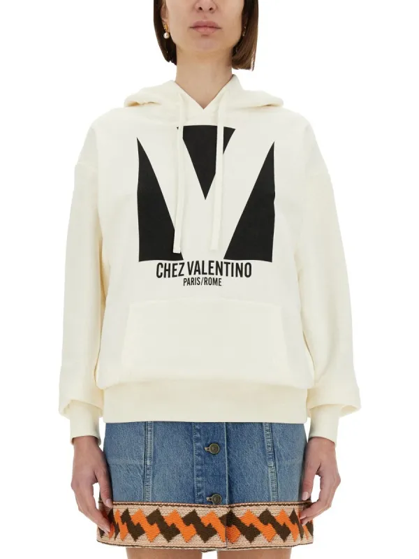 Valentino COTTON HOODIE WITH PRINT sold by Siebentaschen
