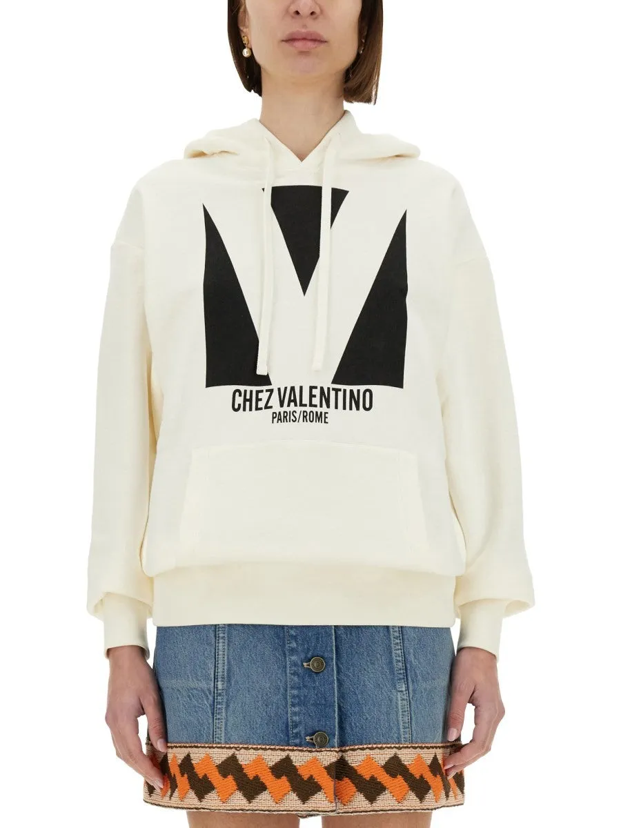 Valentino COTTON HOODIE WITH PRINT sold by Siebentaschen