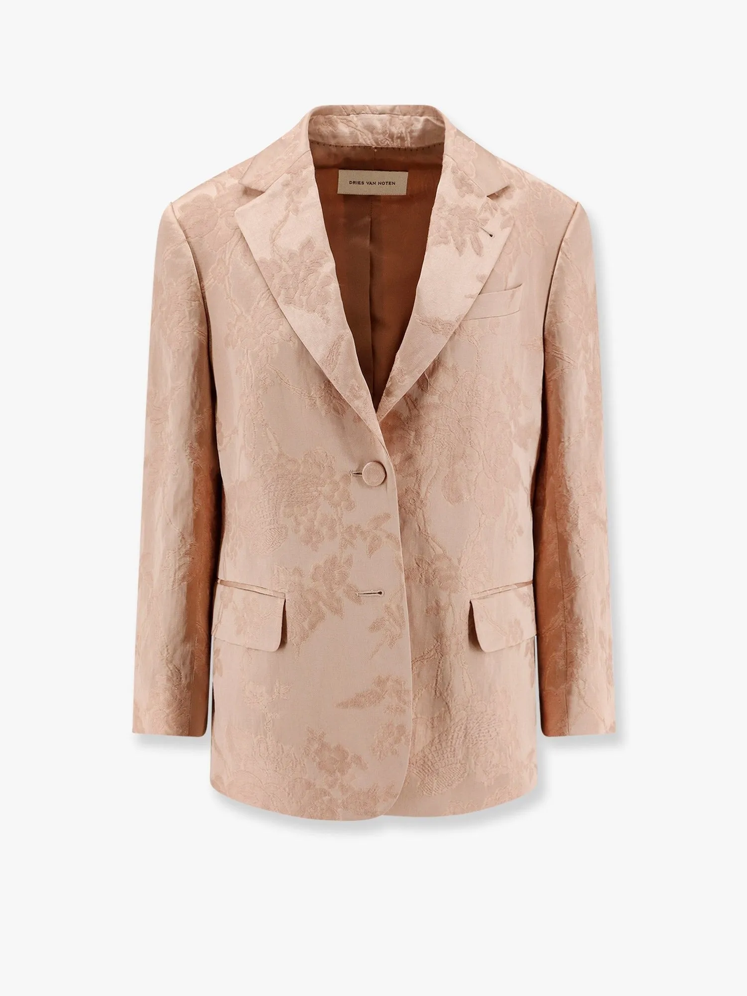 Dries Van Noten Jacquard linen blend blazer with floral motif sold by Siebentaschen