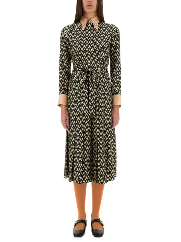 Valentino "TOUTE LA V" TWILL MIDI DRESS sold by Siebentaschen