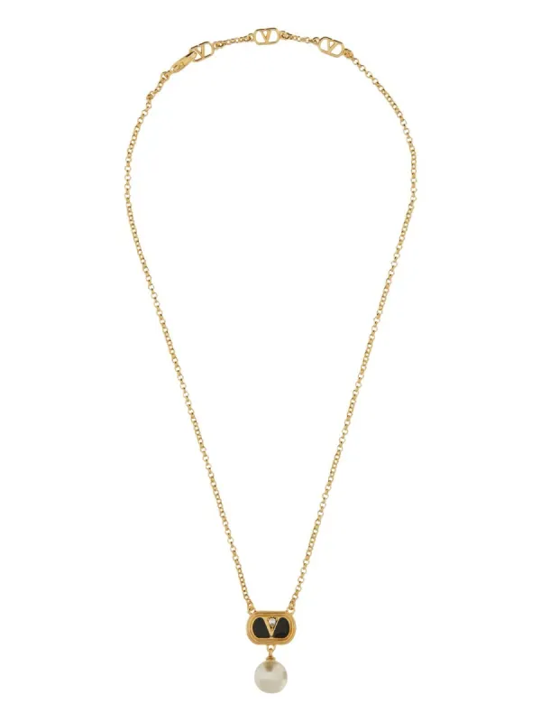 Valentino Garavani METAL "OVALETTE" NECKLACE WITH ENAMEL, CRYSTAL AND SWAROVSKI® PEARL sold by Siebentaschen