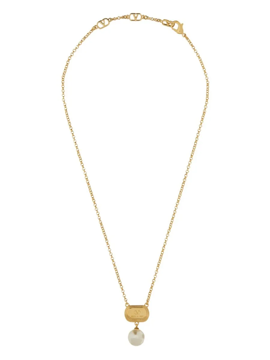 Valentino Garavani METAL "OVALETTE" NECKLACE WITH ENAMEL, CRYSTAL AND SWAROVSKI® PEARL sold by Siebentaschen product image thumbnail 2