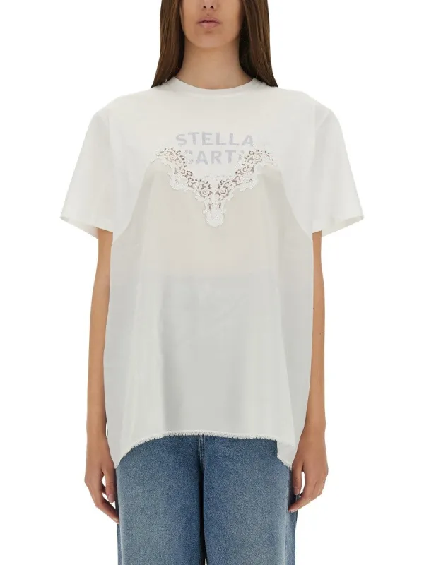 stella mccartney T-SHIRT WITH LACE INSERT sold by Siebentaschen