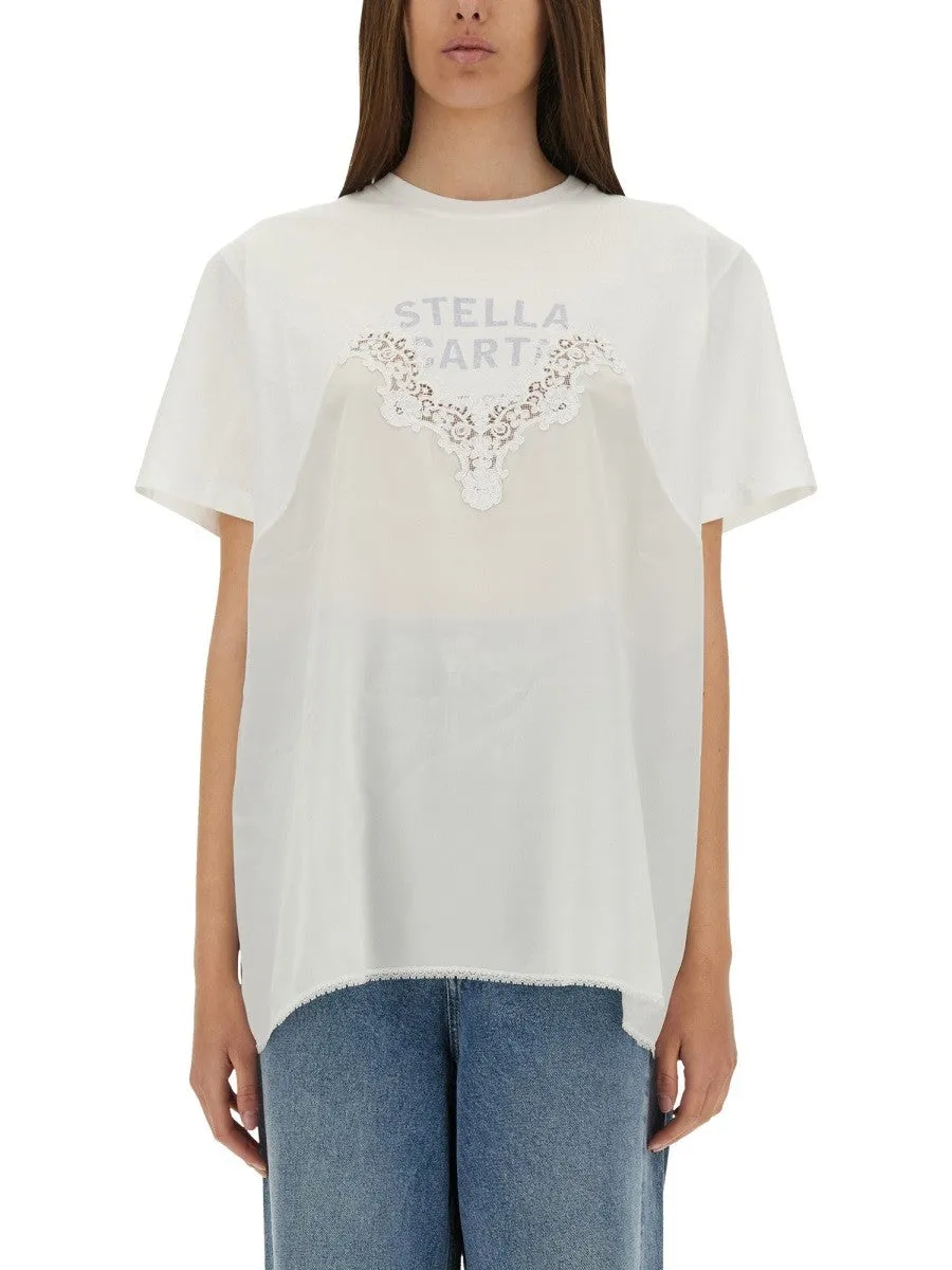 stella mccartney T-SHIRT WITH LACE INSERT sold by Siebentaschen