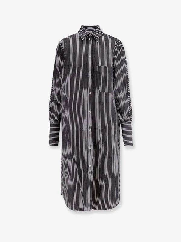 TOTEME Striped Kimono-Sleeve Shirtdress sold by Siebentaschen