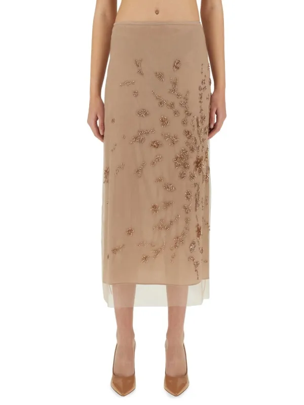 Fendi TULLE SKIRT WITH EMBROIDERY sold by Siebentaschen