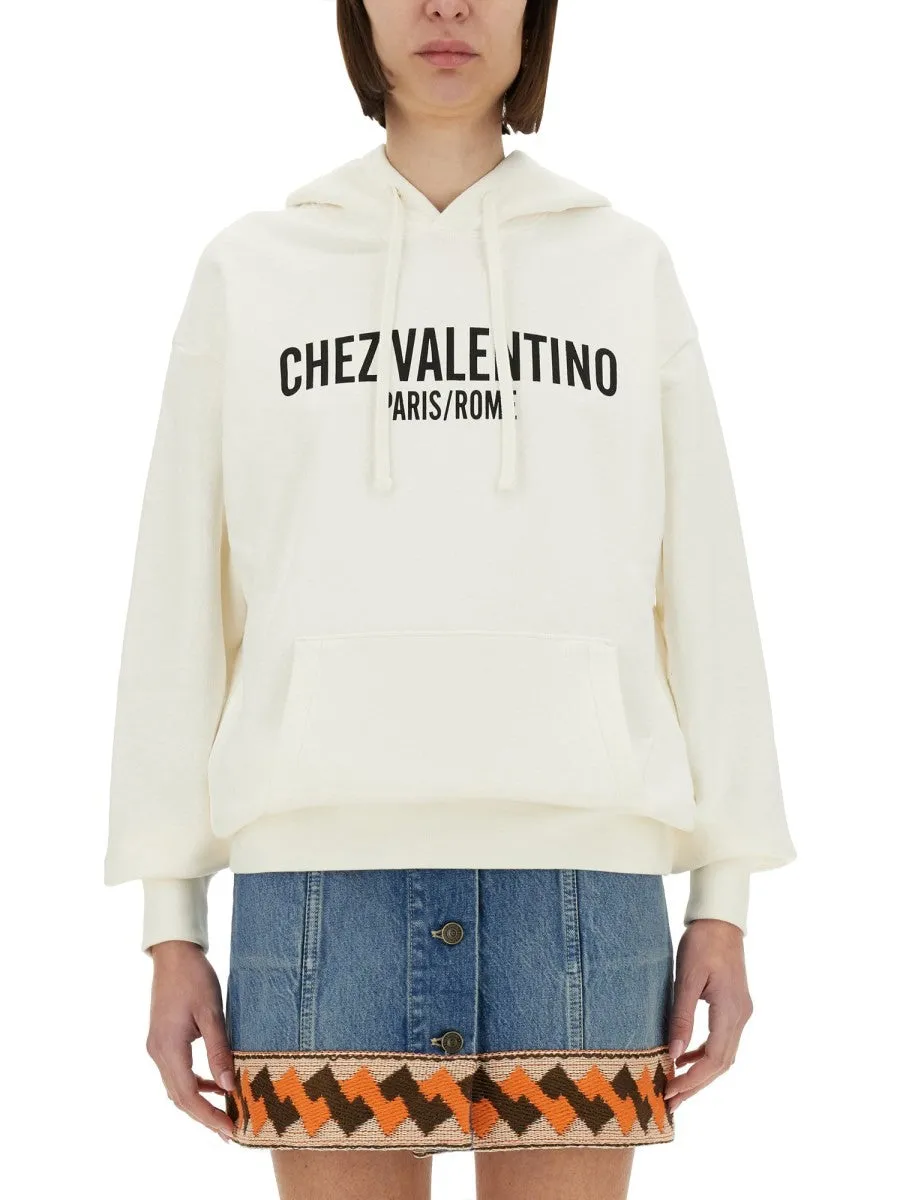 Valentino COTTON HOODIE WITH PRINT sold by Siebentaschen
