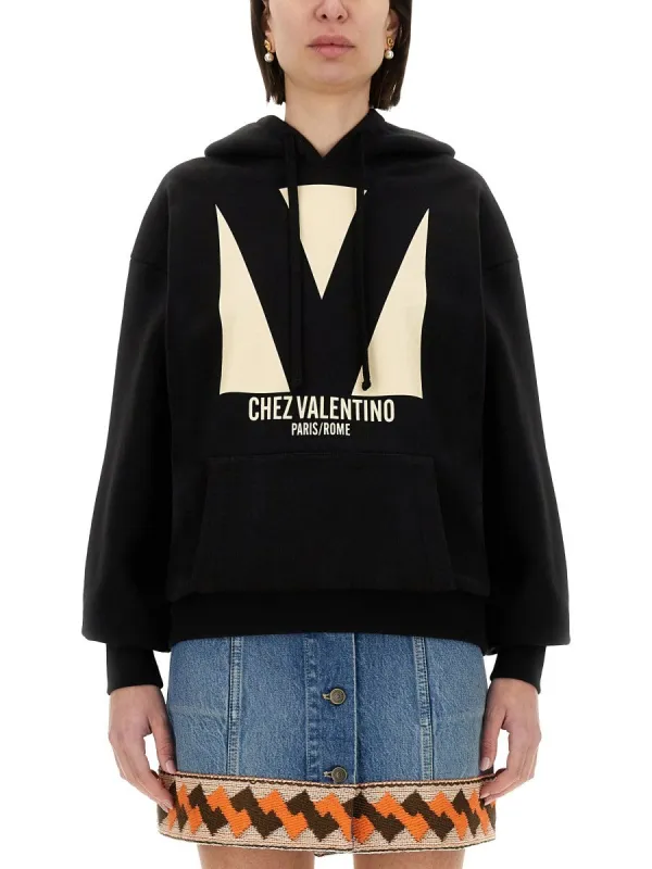 Valentino COTTON HOODIE WITH PRINT sold by Siebentaschen