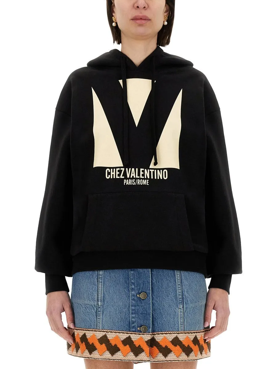 Valentino COTTON HOODIE WITH PRINT sold by Siebentaschen