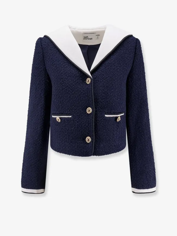 SELF PORTRAIT Bouclé fabric blazer with jewel buttons made by Self-Portrait