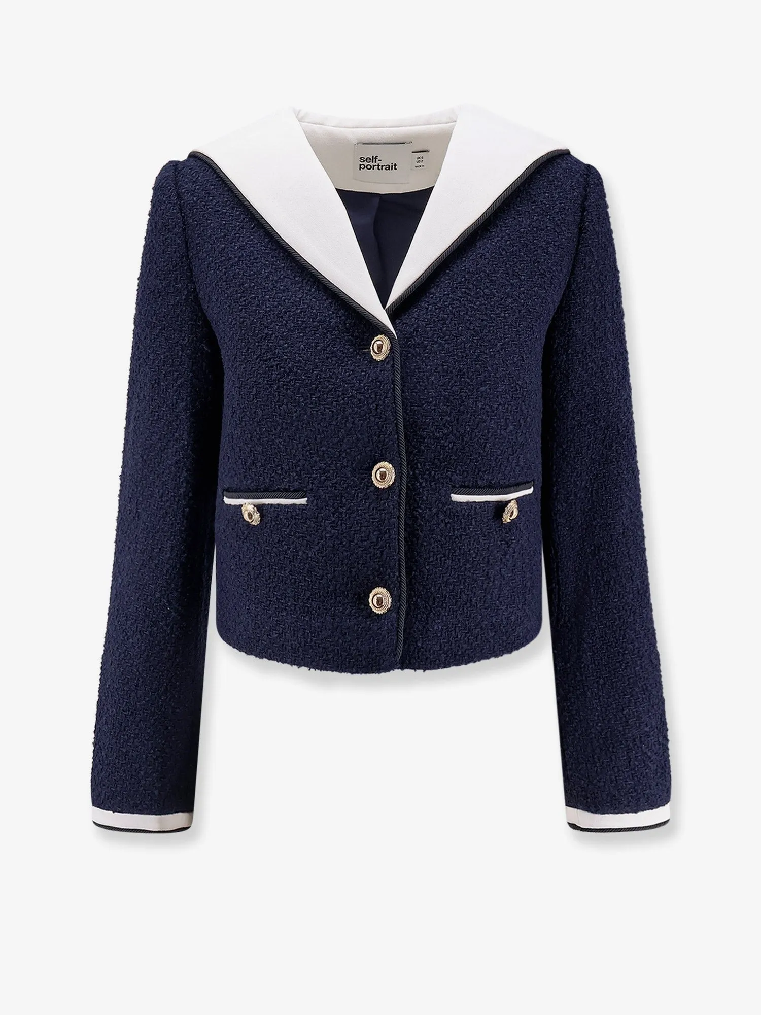 SELF PORTRAIT Bouclé fabric blazer with jewel buttons sold by Siebentaschen