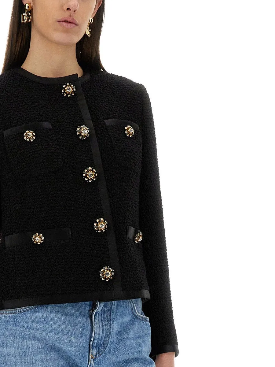 Dolce & Gabbana SINGLE-BREASTED TWEED BOUCLÉ SHORT JACKET sold by Siebentaschen product image thumbnail 4