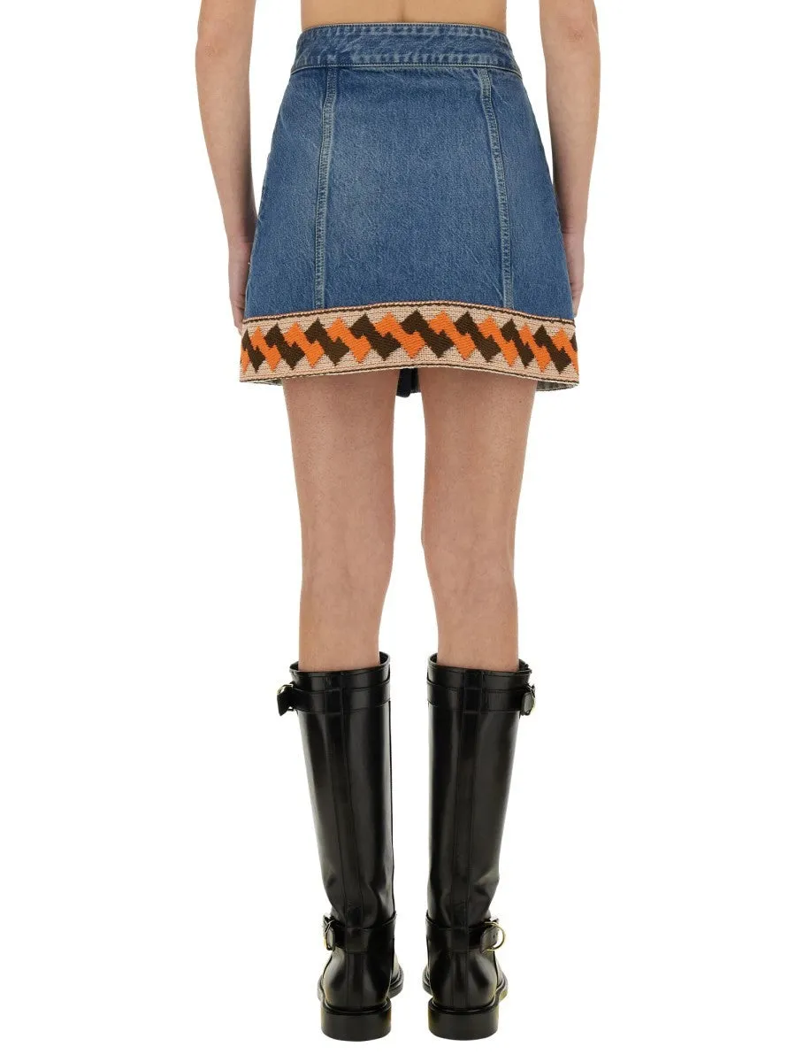 Valentino DENIM SKIRT WITH JACQUARD TRIM sold by Siebentaschen product image thumbnail 3