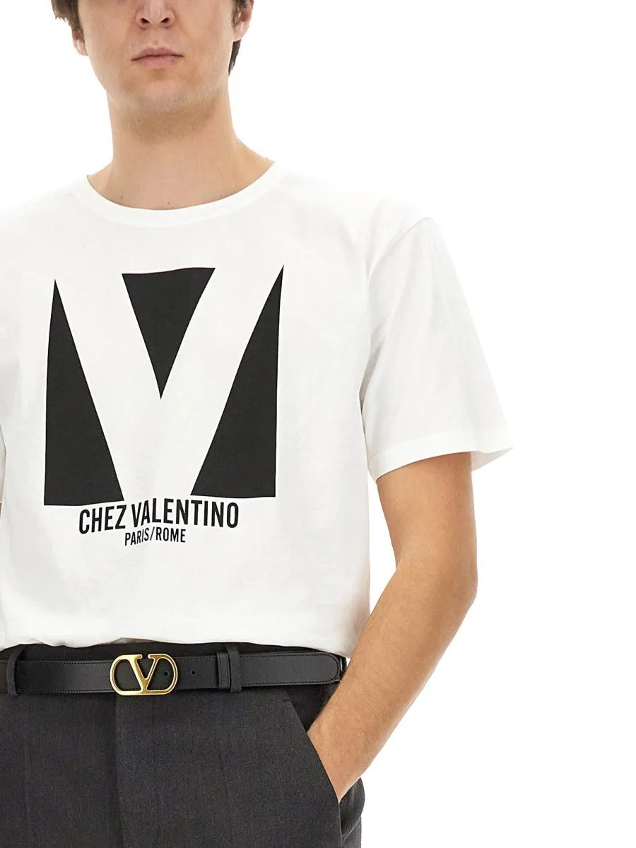 Valentino COTTON T-SHIRT WITH "CHEZ VALENTINO" PRINT sold by Siebentaschen product image thumbnail 4