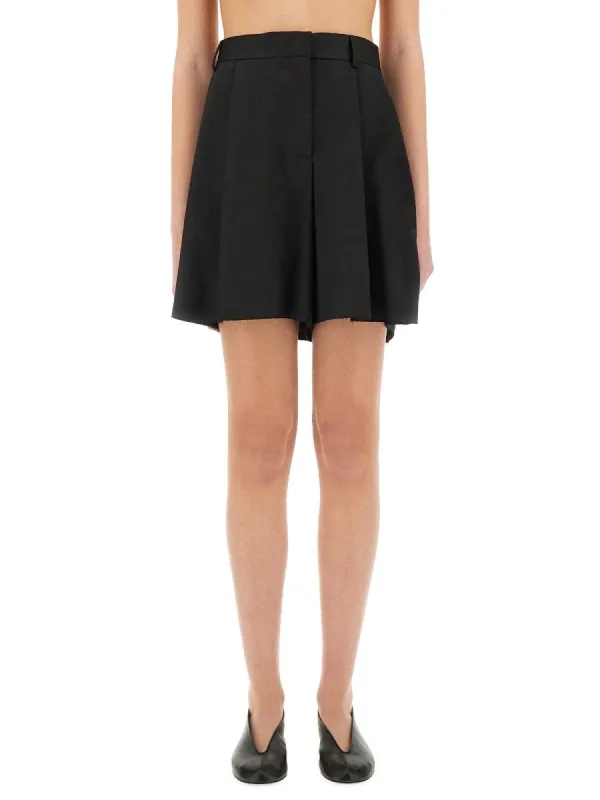 Moschino ASYMMETRICAL WOOL SHORTS sold by Siebentaschen