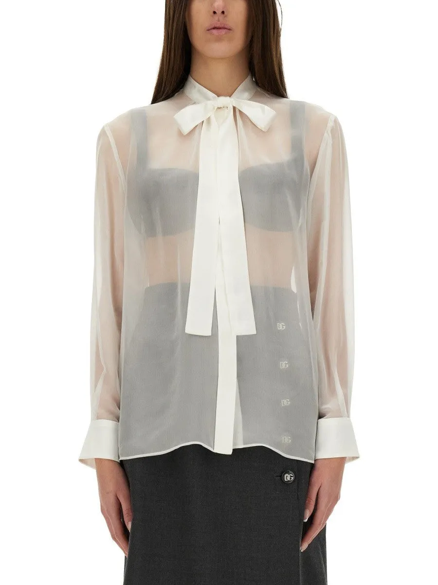 Dolce & Gabbana CHIFFON SHIRT WITH BOW sold by Siebentaschen