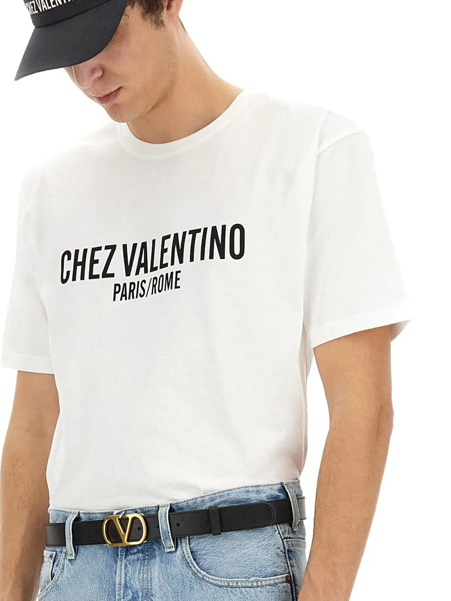 Valentino COTTON T-SHIRT WITH "CHEZ VALENTINO" PRINT sold by Siebentaschen product image thumbnail 4