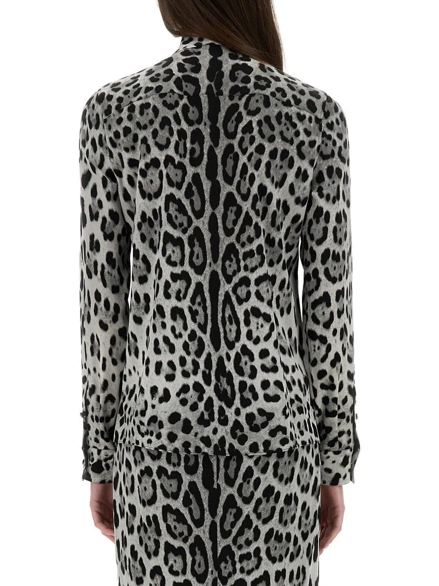 Dolce & Gabbana LEOPARD PRINT BOW CHARMEUSE SHIRT sold by Siebentaschen product image thumbnail 3