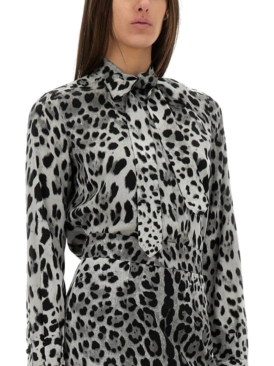 Dolce & Gabbana LEOPARD PRINT BOW CHARMEUSE SHIRT sold by Siebentaschen product image thumbnail 4