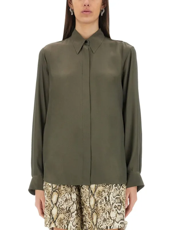 Dries Van Noten SILK BLEND SATIN SHIRT sold by Siebentaschen