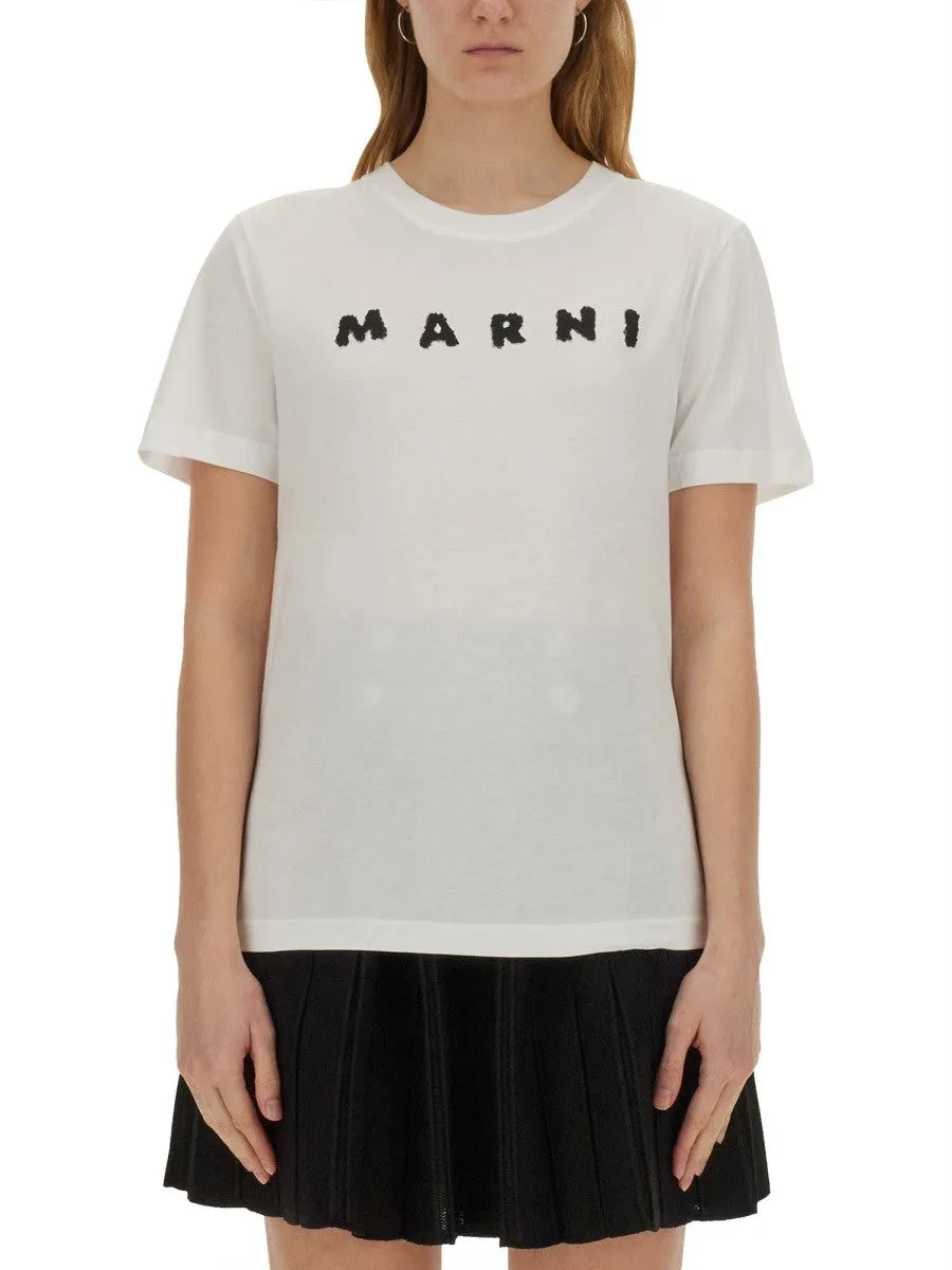 Marni COTTON T-SHIRT WITH LOGO sold by Siebentaschen