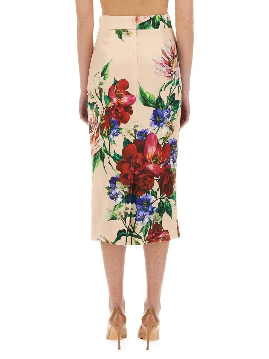 Dolce & Gabbana FLOWER PRINT SATIN MIDI PENCIL SKIRT sold by Siebentaschen product image thumbnail 3
