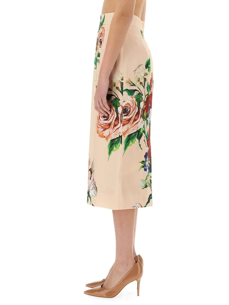 Dolce & Gabbana FLOWER PRINT SATIN MIDI PENCIL SKIRT sold by Siebentaschen product image thumbnail 4