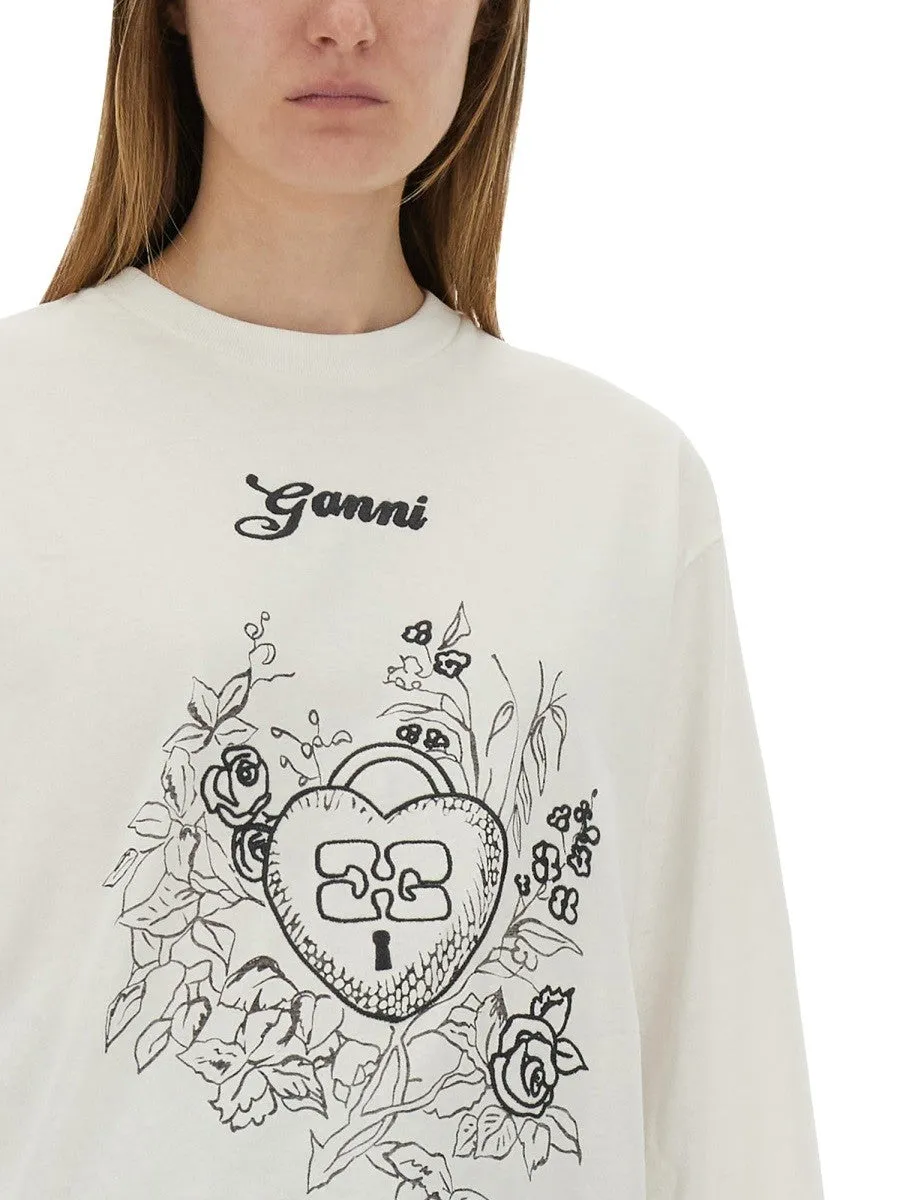 GANNI COTTON EMBROIDERED T-SHIRT sold by Siebentaschen product image thumbnail 4