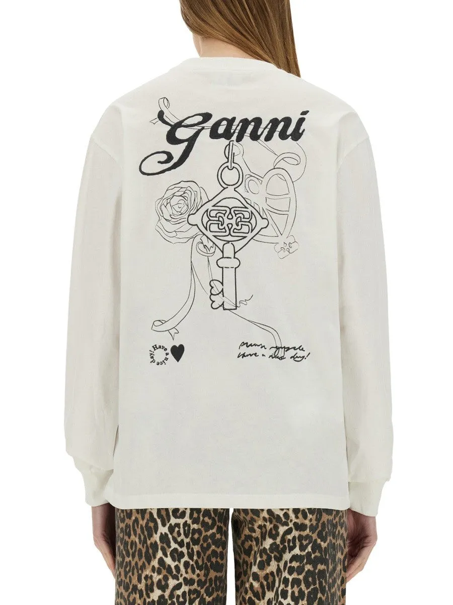 GANNI COTTON EMBROIDERED T-SHIRT sold by Siebentaschen product image thumbnail 3
