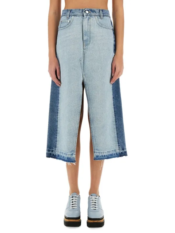 stella mccartney DENIM SKIRT WITH CONTRASTING PANEL sold by Siebentaschen
