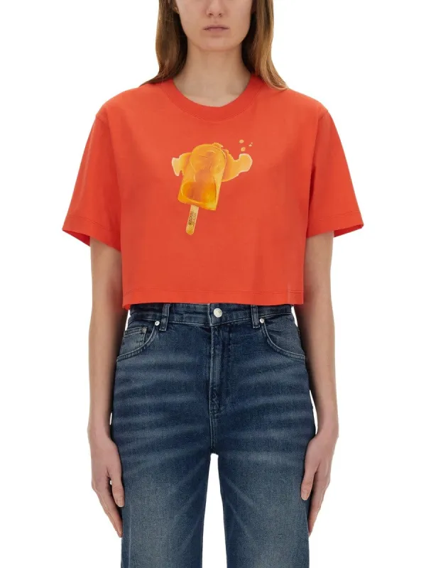 MOSCHINO JEANS ICE-CREAM PRINT CROPPED T-SHIRT sold by Siebentaschen