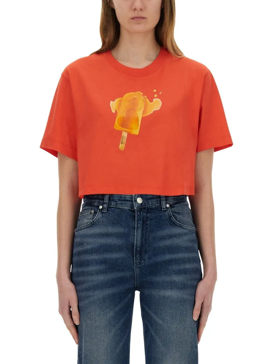 MOSCHINO JEANS ICE-CREAM PRINT CROPPED T-SHIRT sold by Siebentaschen