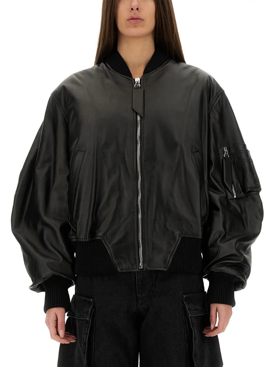 The Attico LEATHER BOMBER JACKET sold by Siebentaschen