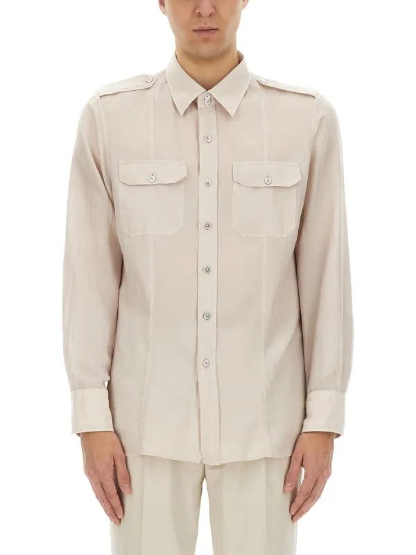 TOM FORD COTTON AND SILK MILITARY SHIRT sold by Siebentaschen